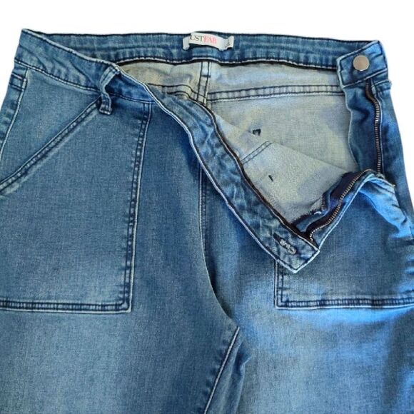 VTG Y2K JustFab Wash High Waist Side Closure Flare Jeans Size 33 (or 16) - Picture 8 of 13